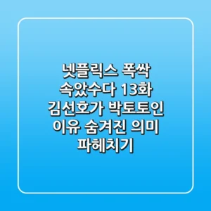 넷플릭스 폭싹 속았수다 13화: 김선호가 박토토인 이유, 숨겨진 의미 파헤치기