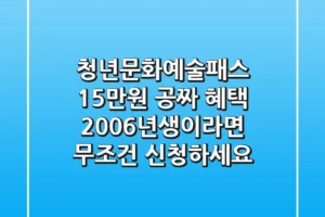 청년문화예술패스: 15만원 공짜 혜택! 2006년생이라면 무조건 신청하세요!