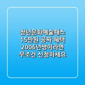 청년문화예술패스: 15만원 공짜 혜택! 2006년생이라면 무조건 신청하세요!