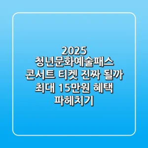 2025 청년문화예술패스: 콘서트 티켓, 진짜 될까? 🎤 최대 15만원 혜택 파헤치기!