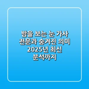밤을 보는 눈 가사 전문과 숨겨진 의미, 2025년 최신 분석까지!