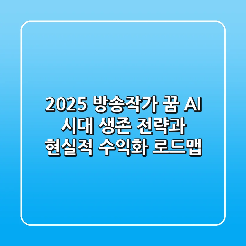 2025 방송작가 꿈, AI 시대 생존 전략과 현실적 수익화 로드맵