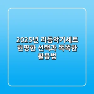 2025년 리듬악기세트, 현명한 선택과 똑똑한 활용법