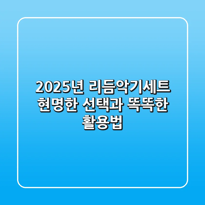 2025년 리듬악기세트, 현명한 선택과 똑똑한 활용법