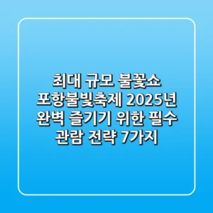 "최대 규모 불꽃쇼?", 포항불빛축제 2025년 완벽 즐기기 위한 필수 관람 전략 7가지