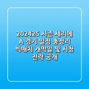 "2024-25 시즌 세리에 A 경기 일정 총정리", 빅매치 개막일 및 시청 전략 공개