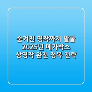 "숨겨진 명작까지 발굴", 2025년 메가박스 상영작 완전 정복 전략