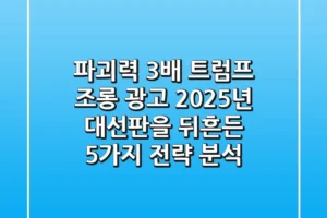 “파괴력 3배”? 트럼프 조롱 광고, 2025년 대선판을 뒤흔든 5가지 전략 분석