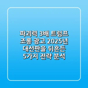 "파괴력 3배"? 트럼프 조롱 광고, 2025년 대선판을 뒤흔든 5가지 전략 분석