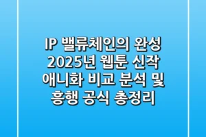 “IP 밸류체인의 완성”, 2025년 웹툰 신작 애니화 비교 분석 및 흥행 공식 총정리
