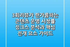 “3회리뷰”가 판가름하는 콘텐츠 운명: 시청률 징크스 분석과 핵심 전개 요소 가이드