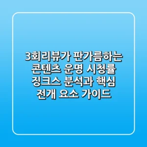 "3회리뷰"가 판가름하는 콘텐츠 운명: 시청률 징크스 분석과 핵심 전개 요소 가이드