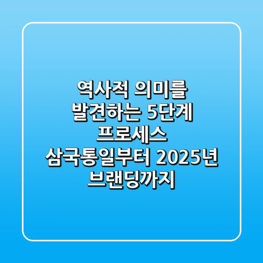 역사적 의미를 '발견'하는 5단계 프로세스: 삼국통일부터 2025년 브랜딩까지
