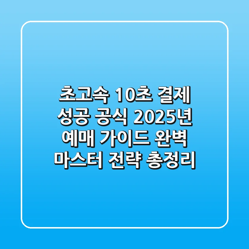 "초고속 10초 결제 성공 공식", 2025년 예매 가이드 완벽 마스터 전략 총정리