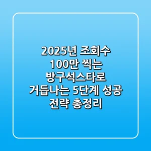 "2025년, 조회수 100만 찍는 '방구석스타'로 거듭나는 5단계 성공 전략 총정리