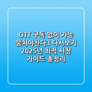 "OTT 구독 없이 가능?", 뭉쳐야찬다3 다시보기 2025년 최적 시청 가이드 총정리