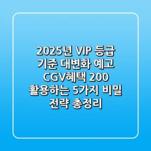 "2025년, VIP 등급 기준 대변화 예고", CGV혜택 200% 활용하는 5가지 비밀 전략 총정리