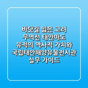 "바닷길 잃은 고려 무역선", 태안마도 유적의 역사적 가치와 국립태안해양유물전시관 실무 가이드