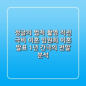 "정글의 법칙" 촬영 직전 극비 이혼, 임원희 이혼 발표 1년 간극의 전말 분석