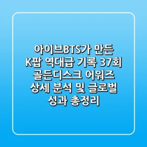 "아이브·BTS가 만든 K-팝 역대급 기록", 37회 골든디스크 어워즈 상세 분석 및 글로벌 성과 총정리