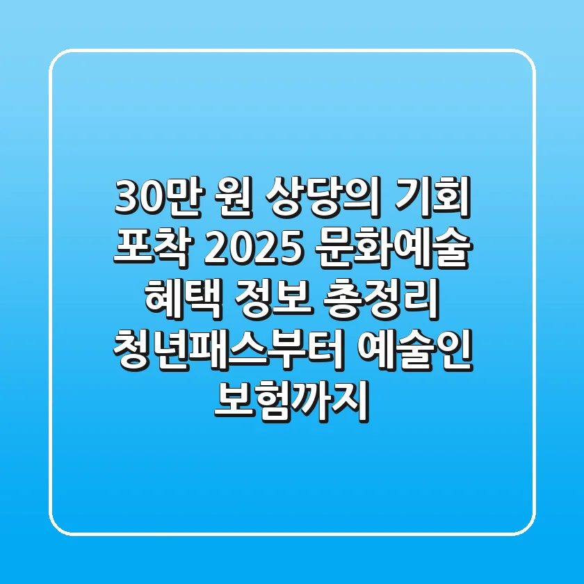 "30만 원 상당의 기회 포착", 2025 문화예술 혜택 정보 총정리: 청년패스부터 예술인 보험까지