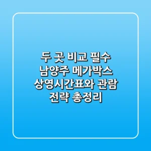"두 곳 비교 필수", 남양주 메가박스 상영시간표와 관람 전략 총정리