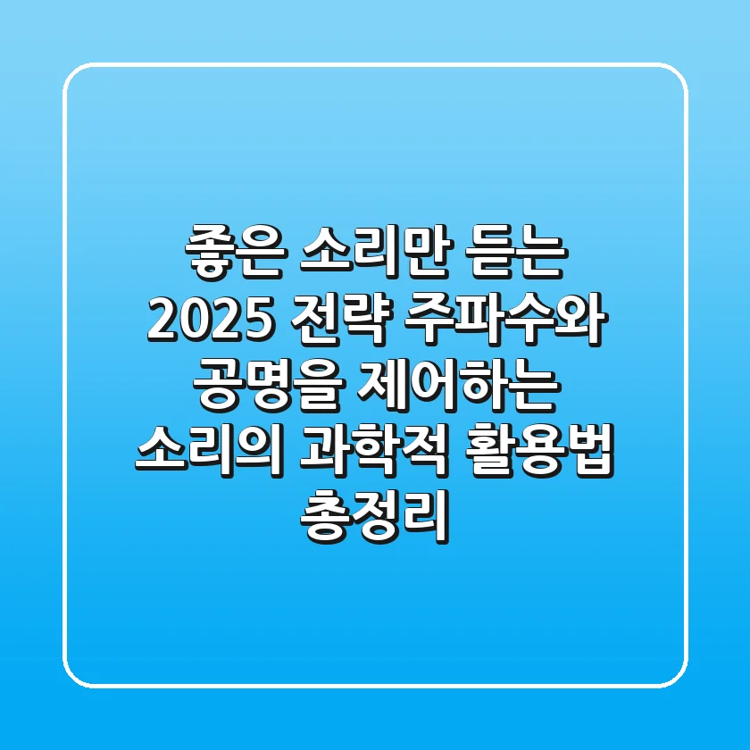 "좋은 소리만 듣는 2025 전략", 주파수와 공명을 제어하는 소리의 과학적 활용법 총정리