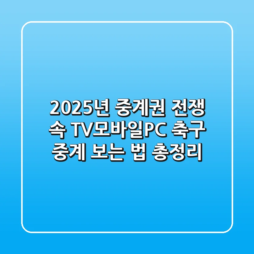 "2025년 중계권 전쟁 속", TV·모바일·PC 축구 중계 보는 법 총정리