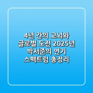 "4년 간의 고뇌와 글로벌 도전", 2025년 박서준의 연기 스펙트럼 총정리