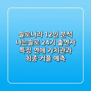 "솔로나라 12인 분석", 나는솔로 24기 출연자 특징: 연애 가치관과 최종 커플 예측