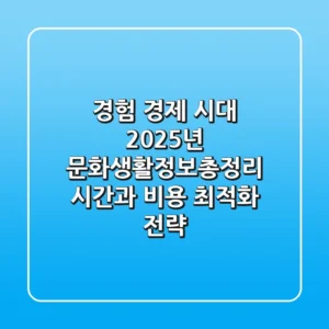 "경험 경제 시대", 2025년 문화생활정보총정리: 시간과 비용 최적화 전략