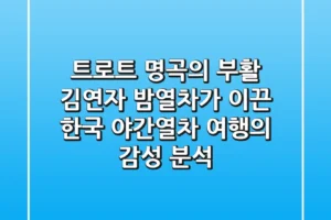 “트로트 명곡의 부활”, 김연자 ‘밤열차’가 이끈 한국 야간열차 여행의 감성 분석