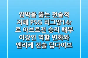 “압박을 뚫는 전술적 지혜”, PSG 리그앙14r 르 아브르전 승리 해부: 이강인 역할 변화와 엔리케 전술 딥다이브