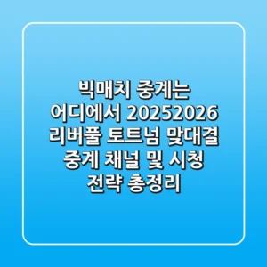 "빅매치 중계는 어디에서?", 2025/2026 리버풀 토트넘 맞대결 중계 채널 및 시청 전략 총정리