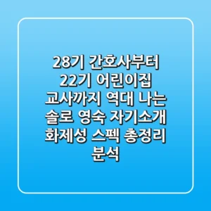 "28기 간호사부터 22기 어린이집 교사까지" 역대 '나는 솔로' 영숙 자기소개, 화제성 스펙 총정리 분석